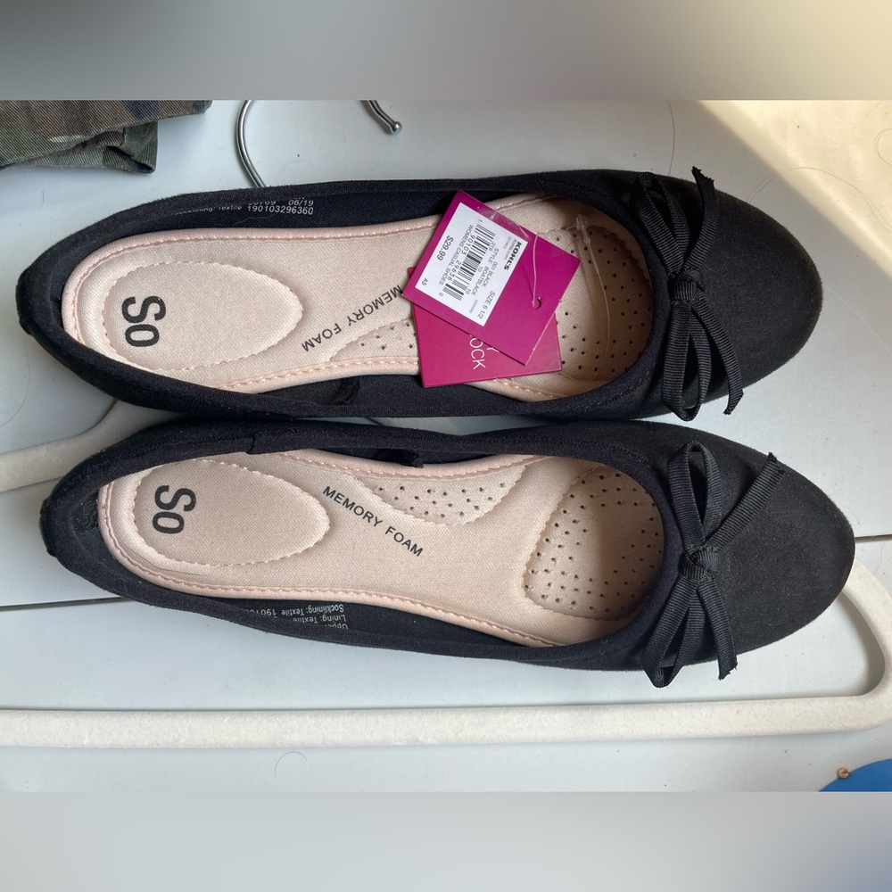SO Black Ballet Flats with Bow Detail - Picture 3 of 3
